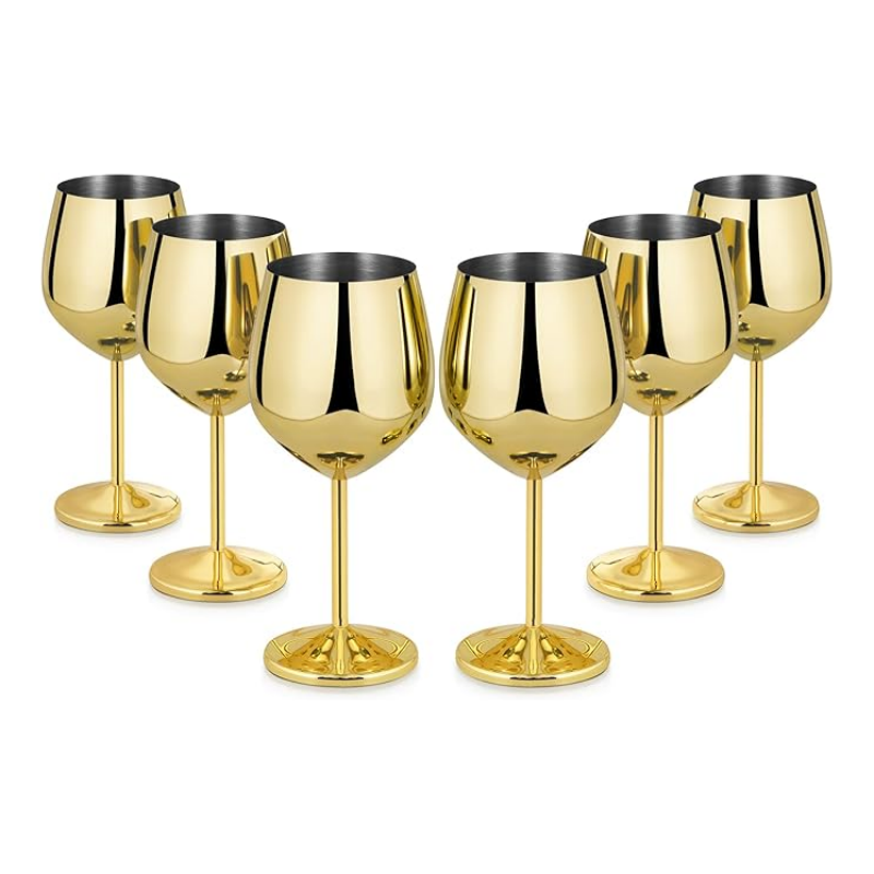🍷 Verres à Vin Métallisés – Lot de 6 Pièces