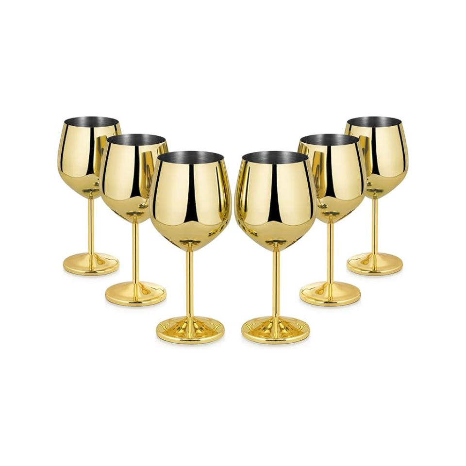 🍷 Verres à Vin Métallisés – Lot de 6 Pièces